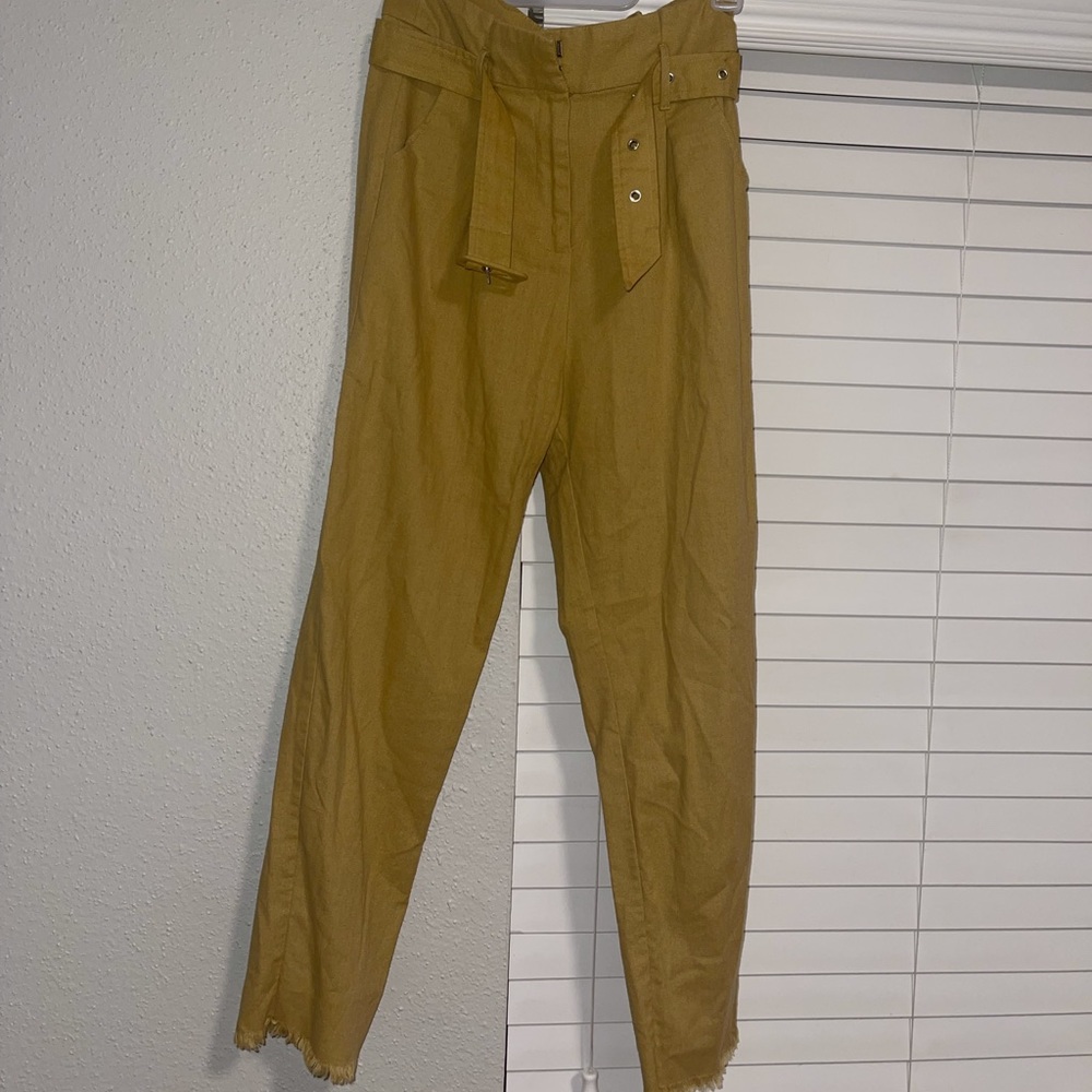 High waist tie front pants
